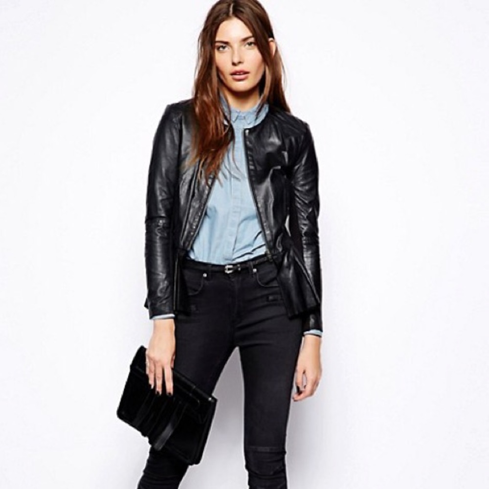 Muubaa Cursa Leather Peplum Jacket